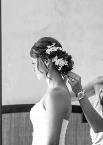 Romantic bridal updo by Doranna Wedding Hairstylist & Bridal Makeup Artist in Playa del Carmen, Mexico
