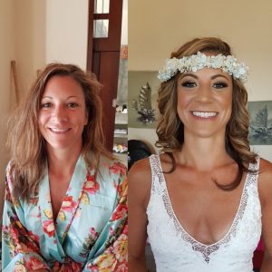 Before and after by Doranna Wedding Hairstylist & Bridal Makeup Artist in Puerto Aventuras, Mexico