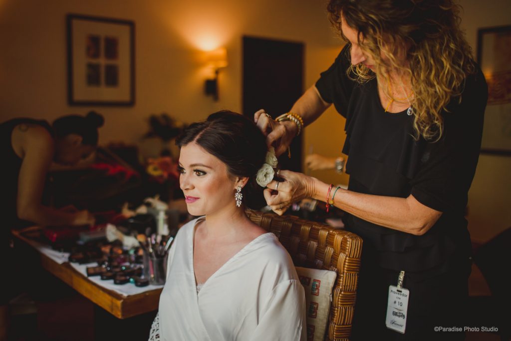 Luxury bridal hair and makeup at Banyan Tree Mayakoba Mexico by Doranna