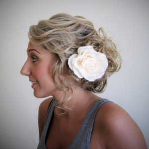 Soft bridal updo with curls by Doranna Wedding Hairstylist & Bridal Makeup Artist in Mexico