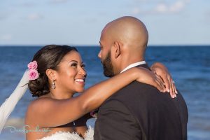 Black bride makeup and hair by Doranna Wedding Hairstylist & Bridal Makeup Artist at Dreams Riviera Cancun