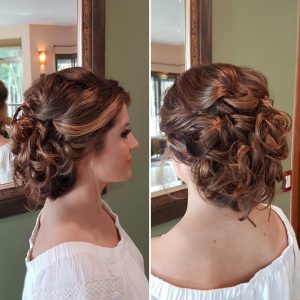 Bridal curls updo for Akumal Wedding by Doranna Wedding Hairstylist & Bridal Makeup Artist