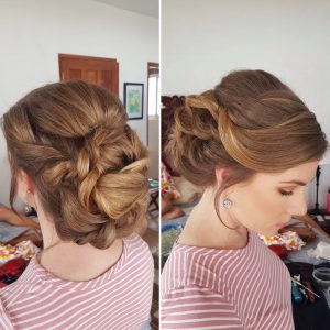 Ginger bridesmaids updo hairstyle by Doranna Wedding Hairstylist & Bridal Makeup Artist in Akumal, Mexico
