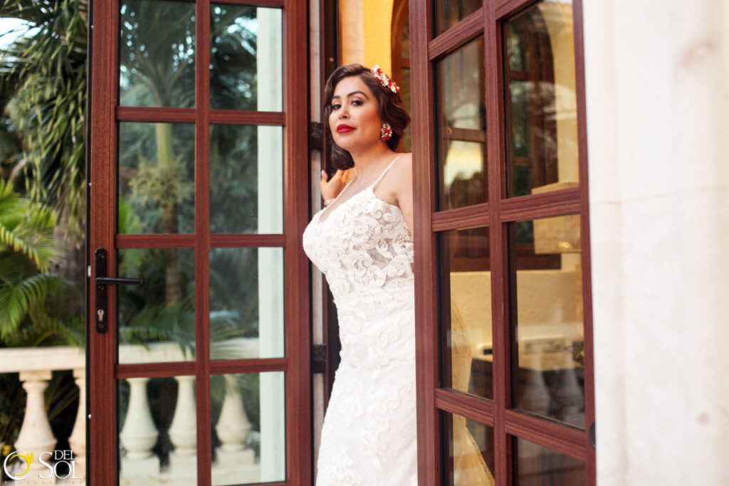 Red Lips Brides at Villa La Joya Wedding by Doranna Hairstylist & Makeup Artist