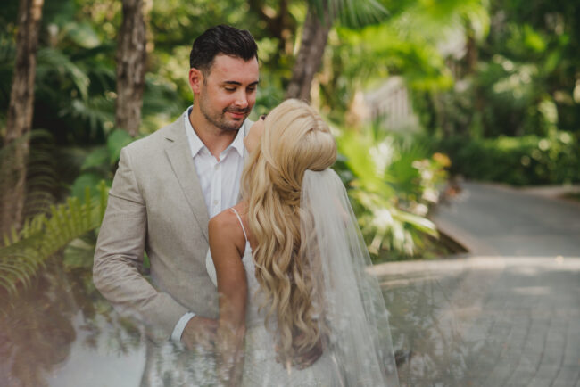 Bridal long hairstyles by Doranna Hairstylist & Makeup Artist at Fairmont Mayakoba Wedding